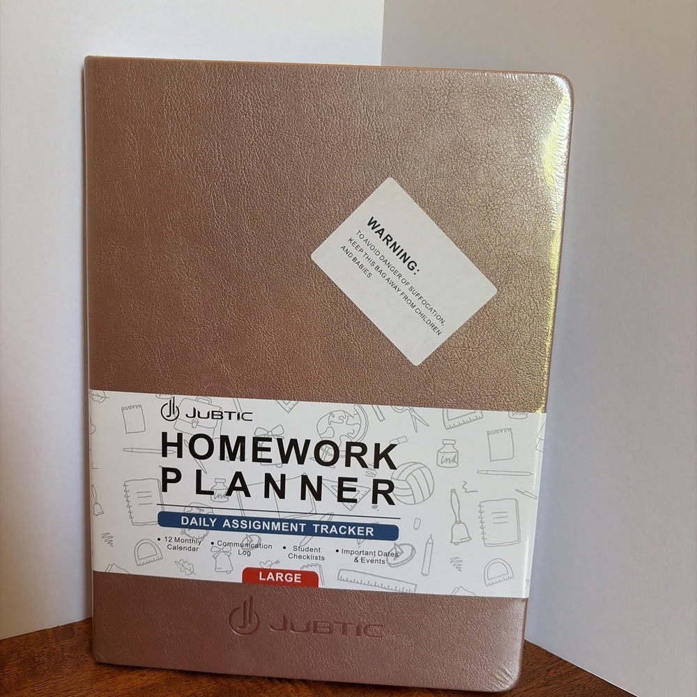 Jubtic Homework Planner Daily Assignment Tracker Large A4-Rose Gold See Descript